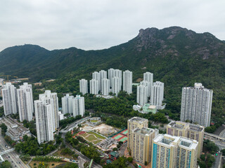 Obraz premium Top view of the Hong Kong city in Kowloon side