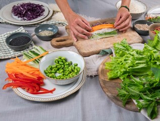 Sommerrollen, vietnamesische Küche, frisch vegan kochen
