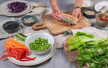 Sommerrollen, vietnamesische Küche, frisch vegan kochen
