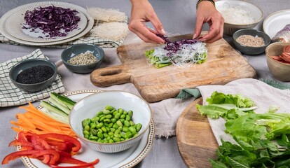 Sommerrollen, vietnamesische Küche, frisch vegan kochen
