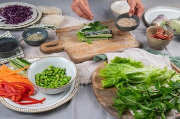 Sommerrollen, vietnamesische Küche, frisch vegan kochen
