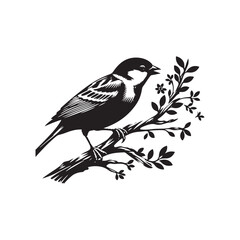 Minimalist Sparrow Vector: Black Vector Silhouette of a Sparrow- Illustration of Sparrow..