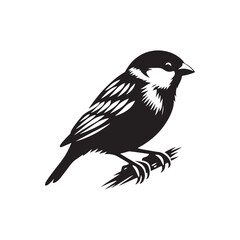 Minimalist Sparrow Vector: Black Vector Silhouette of a Sparrow- Illustration of Sparrow..