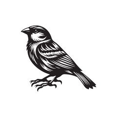 Minimalist Sparrow Vector: Black Vector Silhouette of a Sparrow- Illustration of Sparrow..