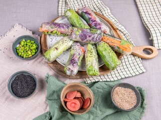 Sommerrollen, vietnamesische Küche, frisch vegan kochen
