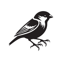 Minimalist Sparrow Vector: Black Vector Silhouette of a Sparrow- Illustration of Sparrow..