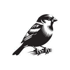 Minimalist Sparrow Vector: Black Vector Silhouette of a Sparrow- Illustration of Sparrow..