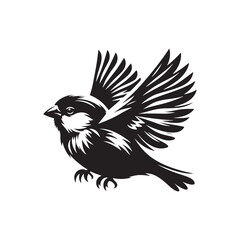 Fototapeta premium Minimalist Sparrow Vector: Black Vector Silhouette of a Sparrow- Illustration of Sparrow..