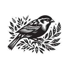 Minimalist Sparrow Vector: Black Vector Silhouette of a Sparrow- Illustration of Sparrow..