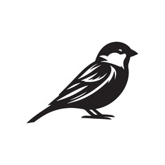 Minimalist Sparrow Vector: Black Vector Silhouette of a Sparrow- Illustration of Sparrow..