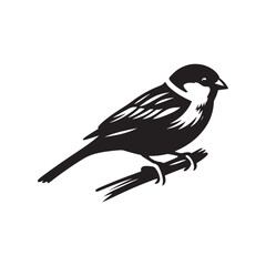 Minimalist Sparrow Vector: Black Vector Silhouette of a Sparrow- Illustration of Sparrow..