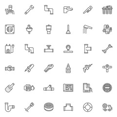 Plumbing service line icons set