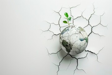 Parched planet earth on white background in soil cracked.