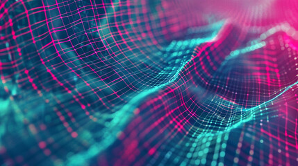 Fresh and vibrant turquoise wireframe backdrop enhanced by dramatic magenta patterns,