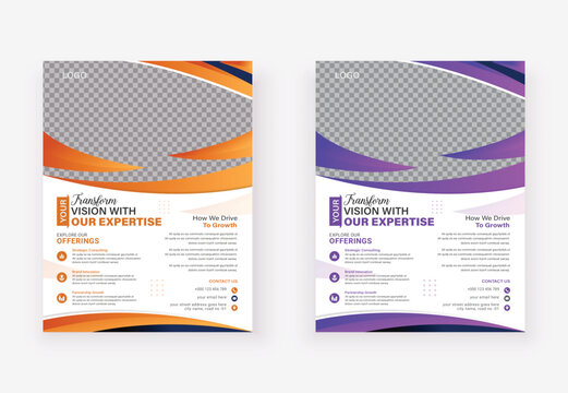 Modern colorful business flyer template design. clean layout