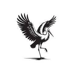 Minimalist Stork Bird Vector: Black Vector Silhouette of a Stork- Illustration of Stork Bird - Bird Vector Silhouette.