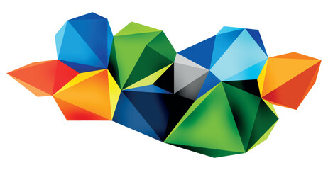 A stylish and modern abstract background featuring geometric 3D shapes constructed from low-poly triangles, perfect for contemporary designs