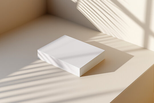 Photo of business cards stack. Template for branding identity. Isolated with clipping path. White blank business card. Mock up card with minimal style.