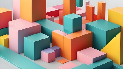 Obraz premium Set of colorful geometric compositions, 3d render