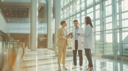 Doctor and Pharmaceutical sales talking about new product on tablet.