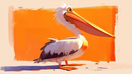 Adorable cartoon pelican