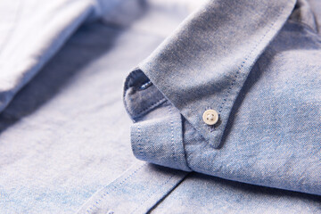 Close up of men's linen shirt. Soft focus.
