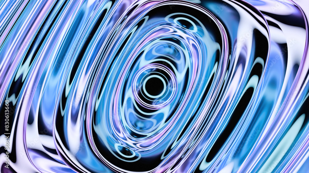 Poster metallic plasma moves with waves. design. animation of moving metallic liquid with circular waves. a
