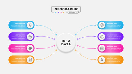 Business process infographic design template with 8 steps