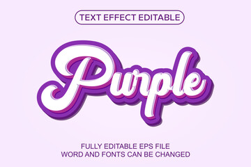 3d text effect purple vector editable