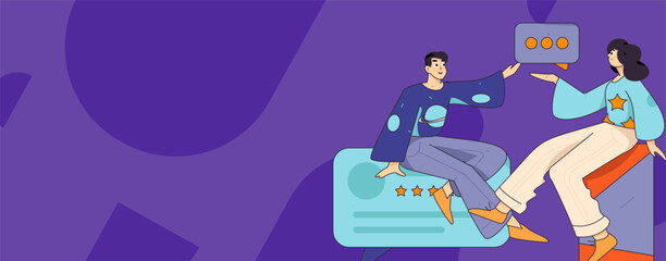 Virtual characters social communication concept business flat vector hand drawn illustration
