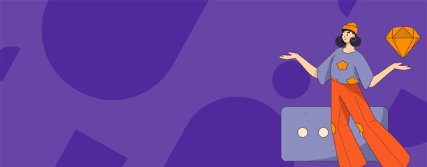 Virtual characters social communication concept business flat vector hand drawn illustration
