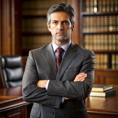 Fototapeta premium portrait of a professional lawyer standing and folded hands