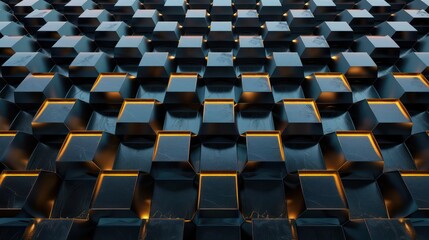 Fototapeta premium Hexagonal Honeycomb: Illustrate a close-up of a honeycomb structure, with hexagonal cells arranged in a symmetrical pattern that highlights the beauty of geometric repetition in nature.