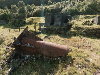 Ruins of the abandoned historic Brunner Mine, Greymouth, West Coast, New Zealand.