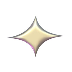 Fototapeta premium Chrome 3d silver metal element. Silver and pink holographic shape. 3d chrome vector for futuristic and 90s design