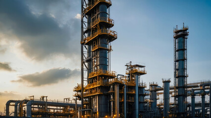 Oil and gas refinery. Oil and gas industry. Refinery and petrochemical plant