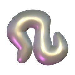 Chrome 3d silver metal element. Silver and pink holographic shape. 3d chrome vector for futuristic and 90s design