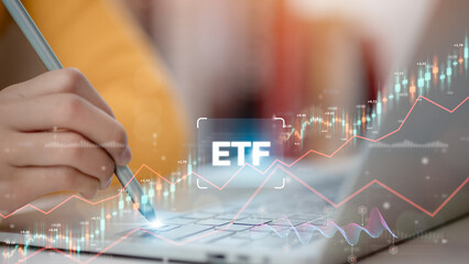 ETF Exchange-traded fund stock market trading investment financial concept.