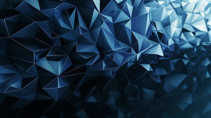 Obraz premium A captivating digital scene with gradient polygons shifting from dark blue to light blue, creating a serene and tranquil atmosphere,