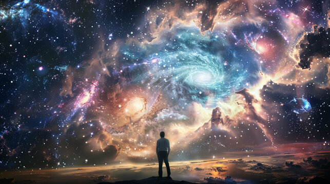 God creates the Universe &ndash; biblical scene. Christianity concept. 