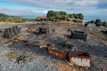 Abandoned Coal Mining machinery at the Denniston Coalmining Historic Area, Westport, West Coast, New Zealand.