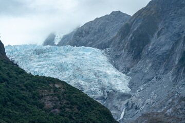 Ice flow on the Franz Joseph Glacier, Franz Joseph, West Coast, New Zealand.