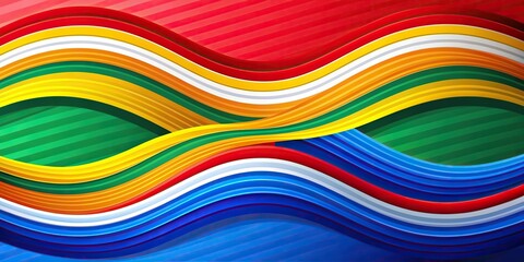 Colorful abstract wallpaper with wavy stripes in Olympic colors for sport championship banner