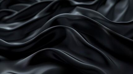 Fototapeta premium Glamorous black abstract background inspired by the texture of satin waves, ideal for elegant wallpaper