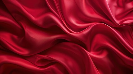 Glamorous red abstract background inspired by the texture of satin waves, ideal for elegant wallpaper