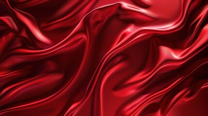 Obraz premium Glamorous red abstract background inspired by the texture of satin waves, ideal for elegant wallpaper