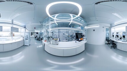 panorama equirectangular view of a laboratory with medical equipment