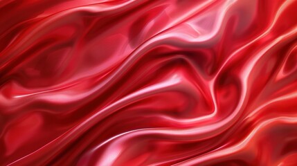 Fototapeta premium Glamorous red abstract background inspired by the texture of satin waves, ideal for elegant wallpaper
