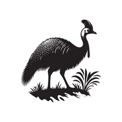 Cassowary Vector Silhouette: Black Vector Silhouette of a Cassowary, Symbolizing Strength and Majesty in Nature- Cassowary Illustration.