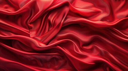 Obraz premium Glamorous red abstract background inspired by the texture of satin waves, ideal for elegant wallpaper